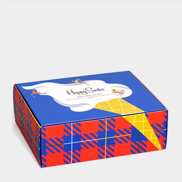 Happy Socks - Blauw-rood-multicolour Downhill Skiing 3-pack Gift Set Sokken, maat 36-40