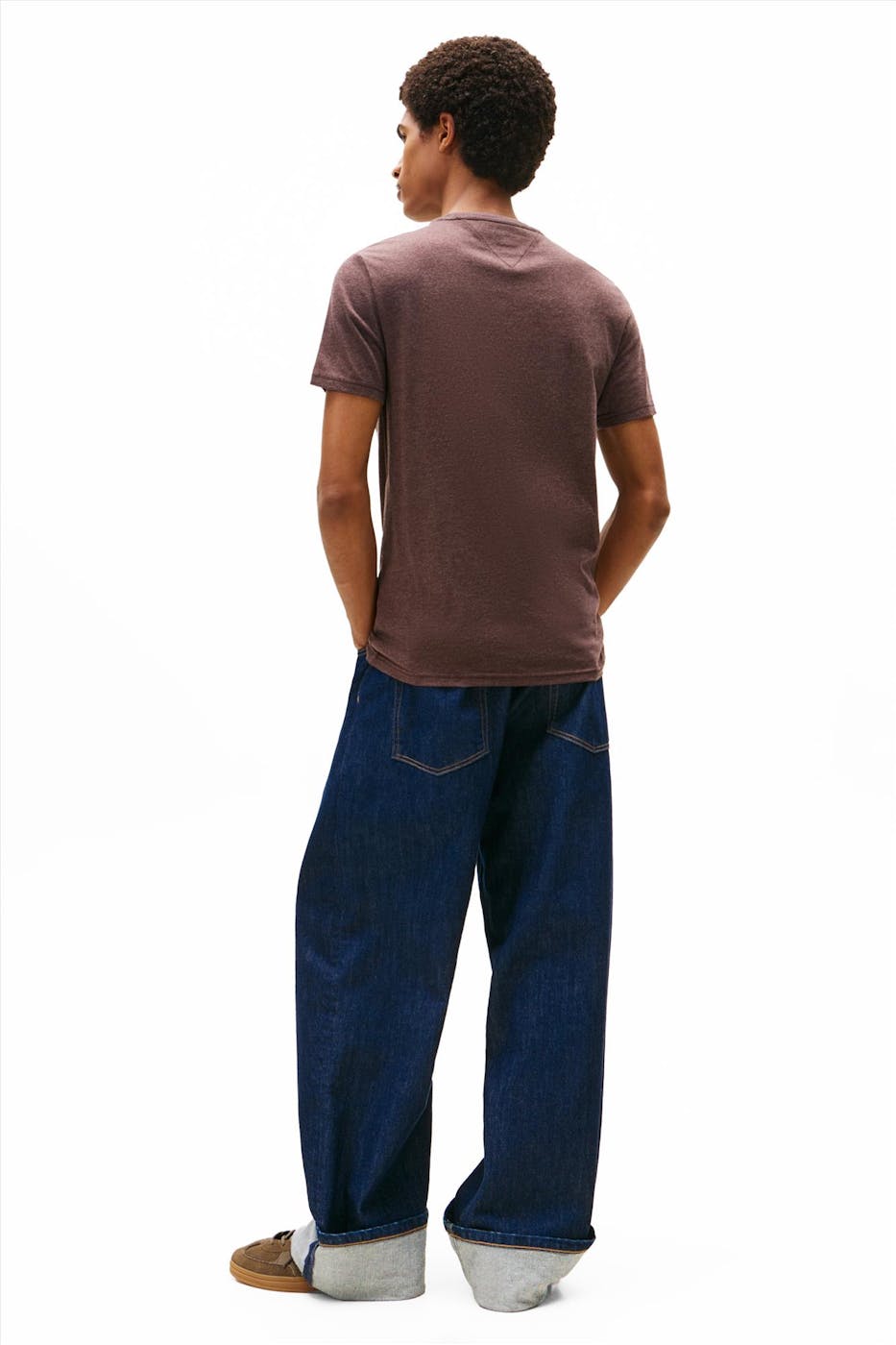 Tommy Jeans - Donkerbruine Jaspe slim T-shirt
