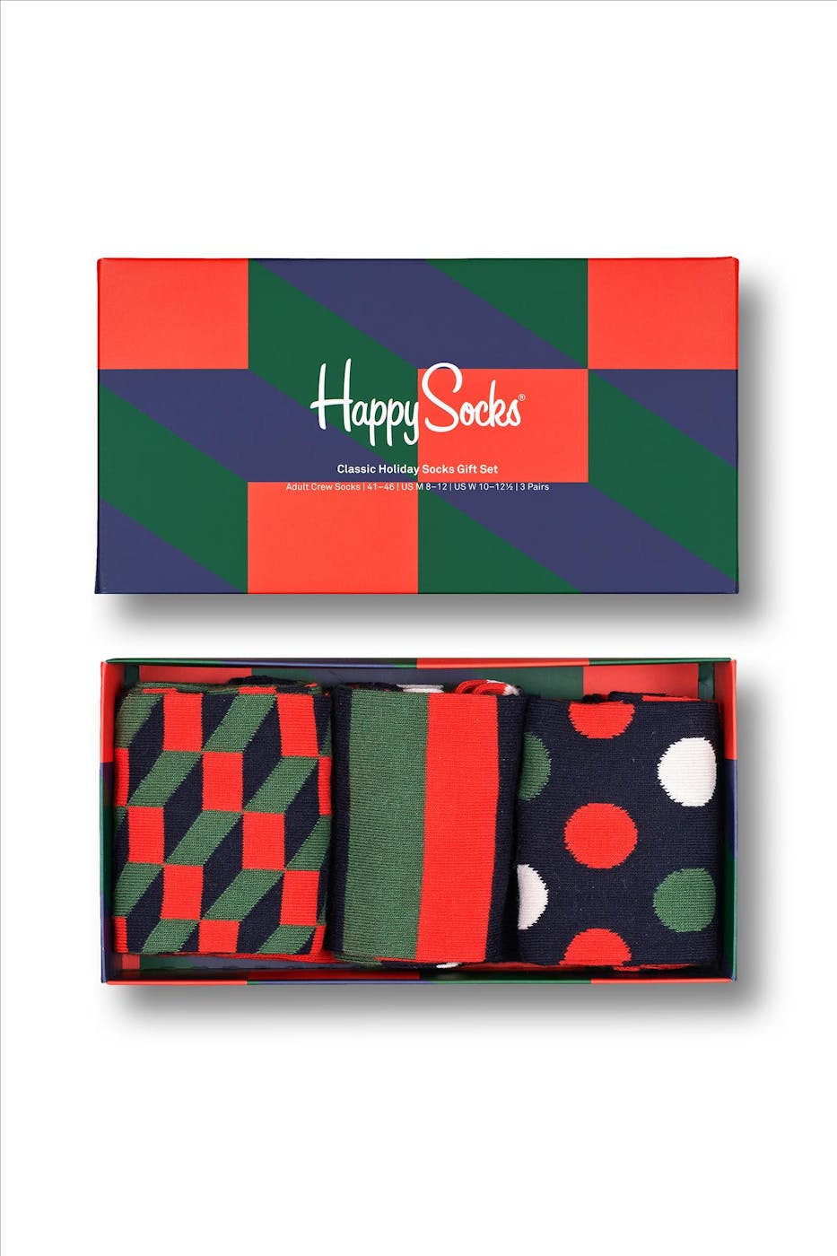 Happy Socks - Blauw-groen-rode Classic Holiday 3-pack Gift Box Sokken, maat 41-46