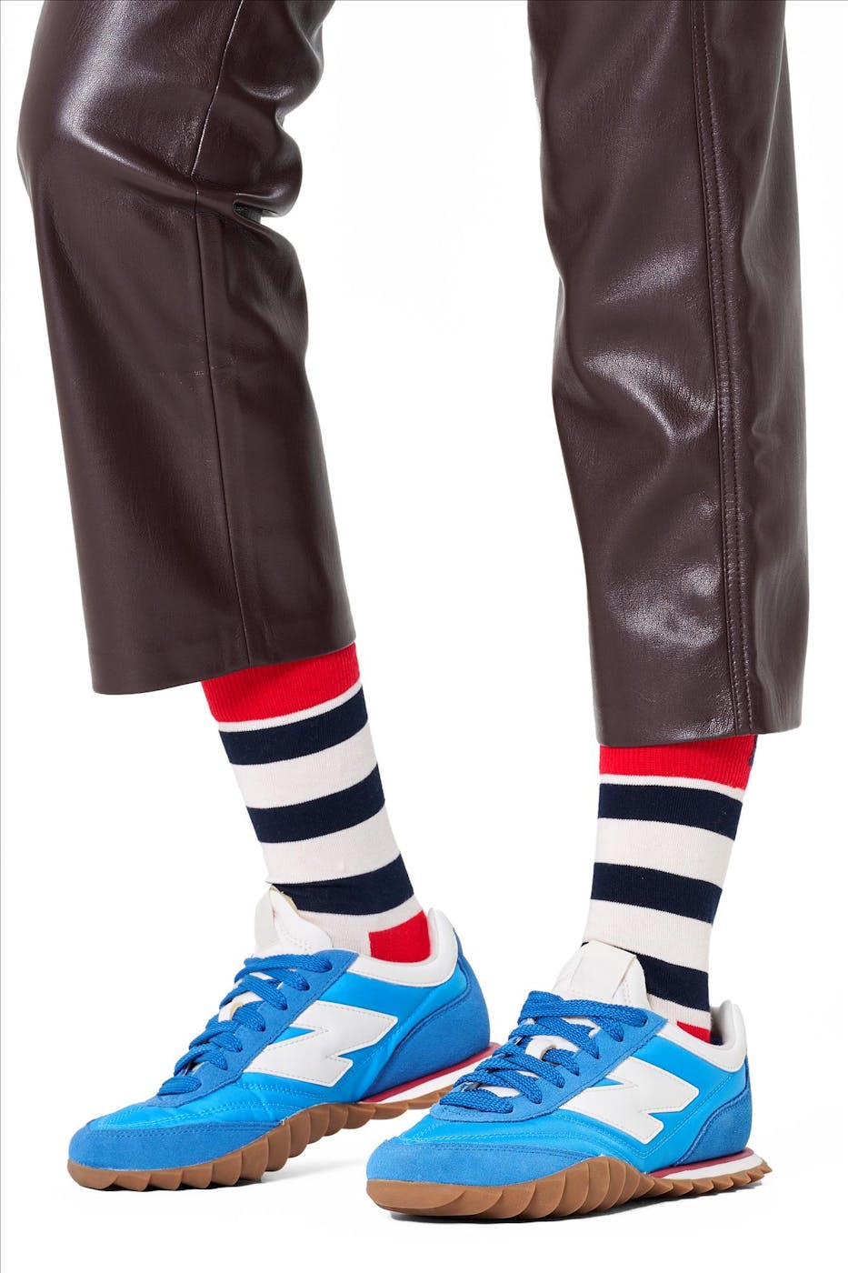 Happy Socks - Ecru-donkerblauw-rode Stripe sokken, maat: 41-46