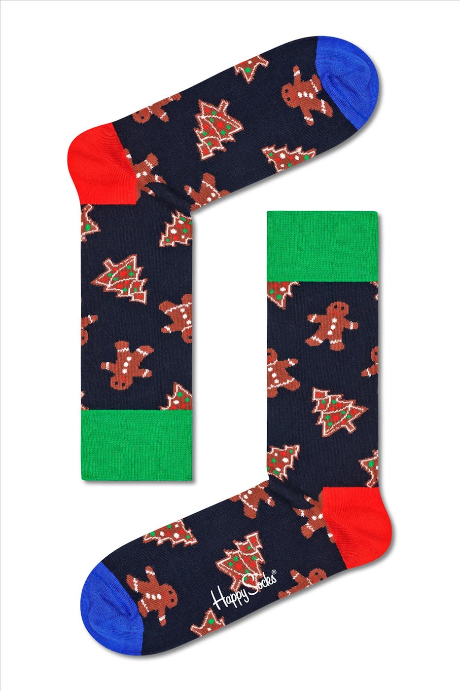 Happy Socks - Donkerblauw-multicolour Gingerbread Cookies 2-pack Gift Box Sokken, maat 36-40