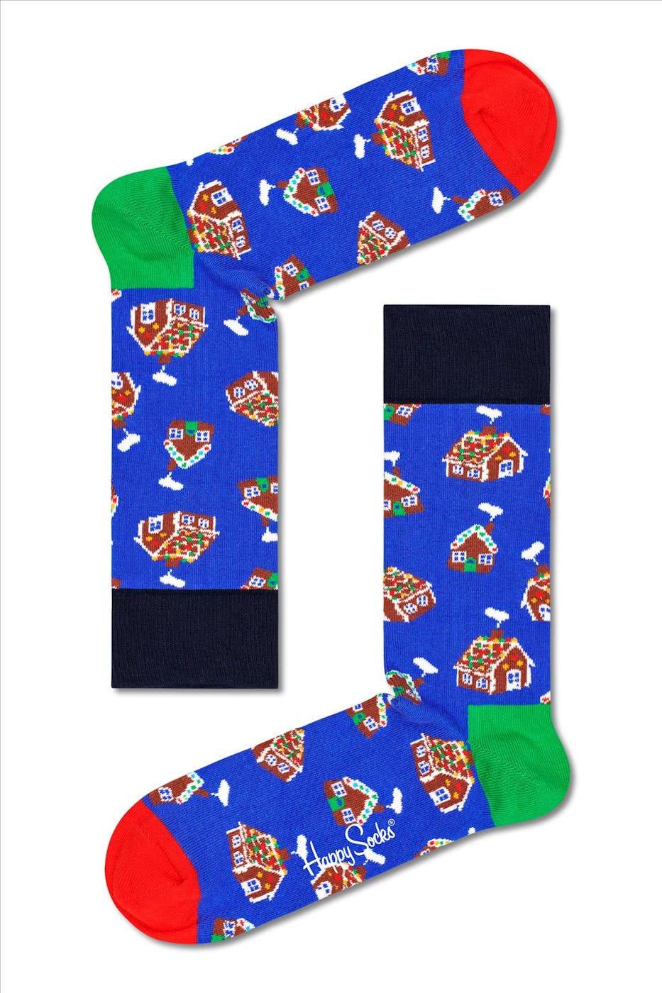 Happy Socks - Donkerblauw-multicolour Gingerbread Cookies 4-pack Gift Box Sokken, maat 36-40