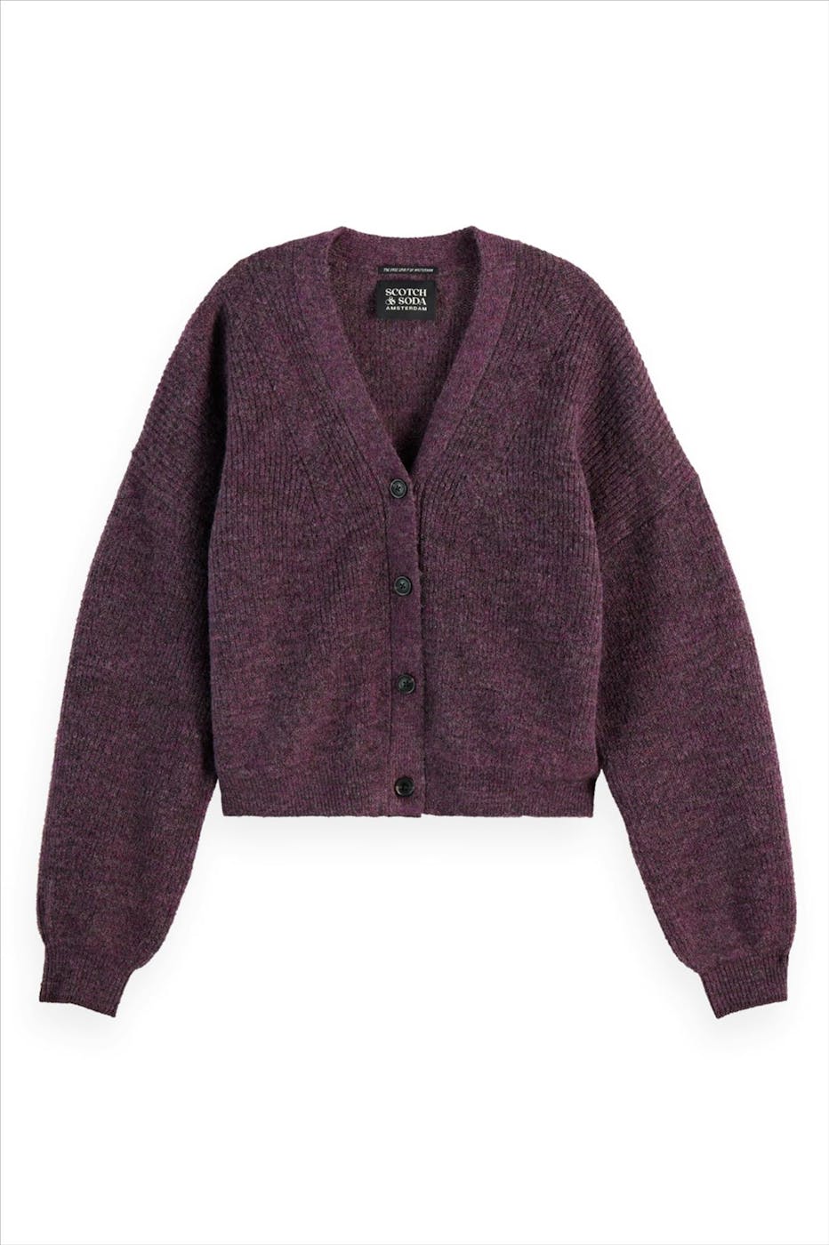 Scotch & Soda - Paarse Fuzzy Relaxed cardigan
