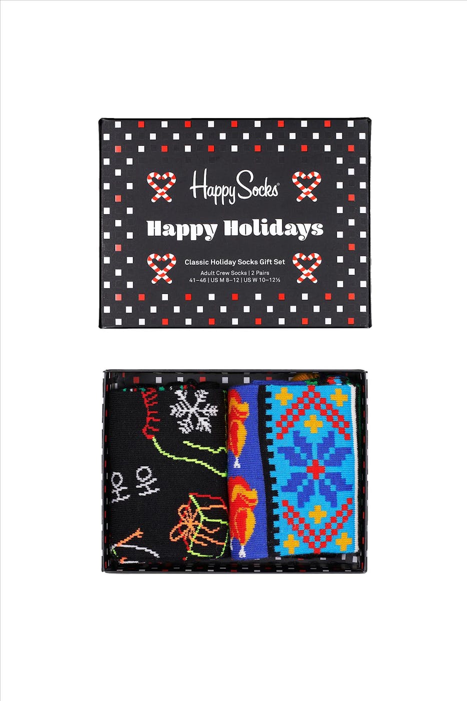 Happy Socks - Zwart-mulitcolour Ho Ho Ho 2-pack Gift Box Sokken, maat 41-46