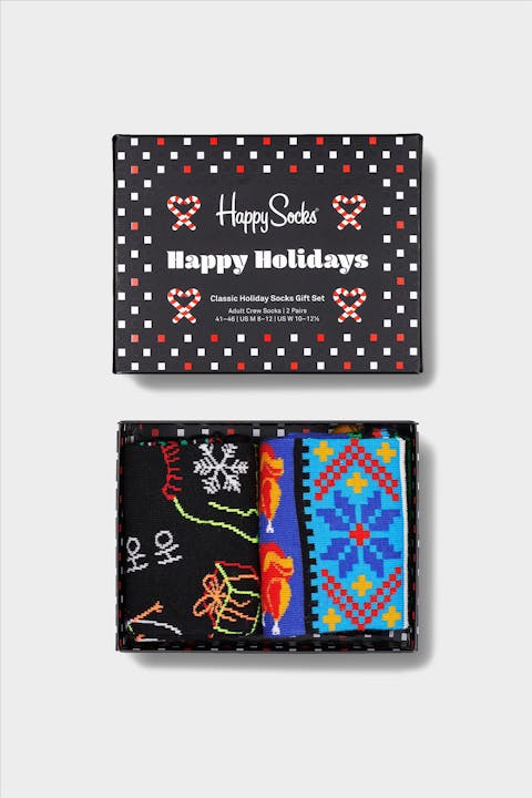 Happy Socks - Zwart-mulitcolour Ho Ho Ho 2-pack Gift Box Sokken, maat 41-46