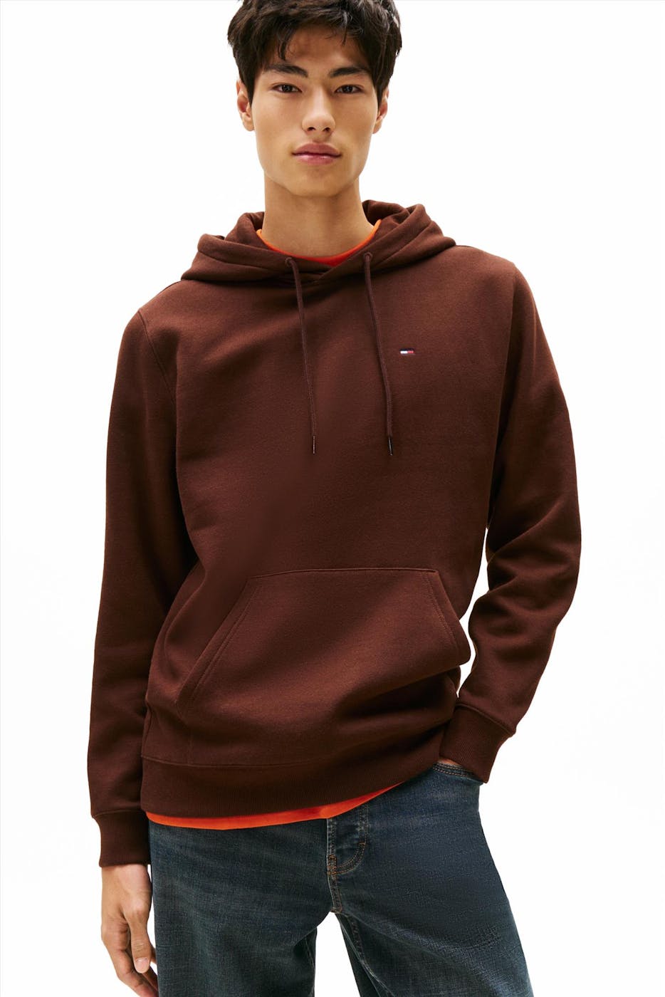 Tommy Jeans - Donkerbruine Regular Flag hoodie