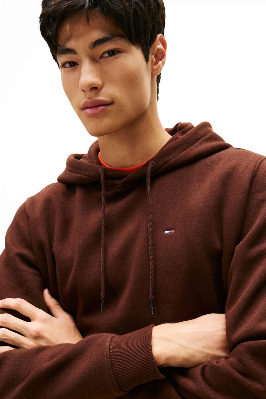 Tommy Jeans - Donkerbruine Regular Flag hoodie