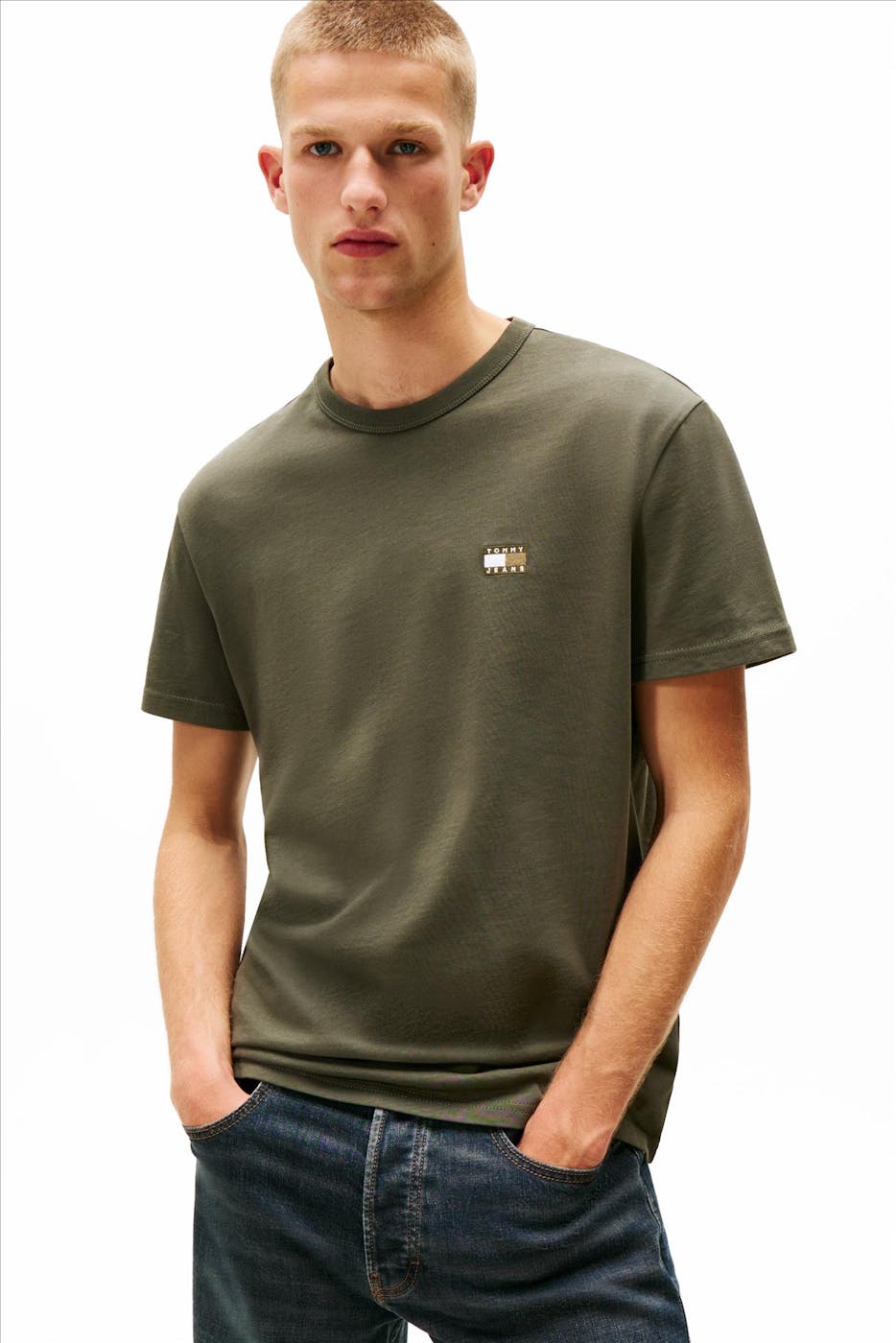 Tommy Jeans - Olijfgroene Reg Badge T-shirt