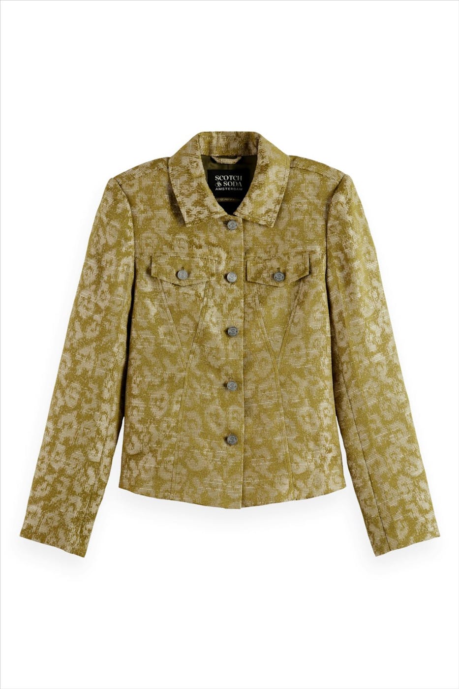 Scotch & Soda - Groene Jacquard trucker blazer