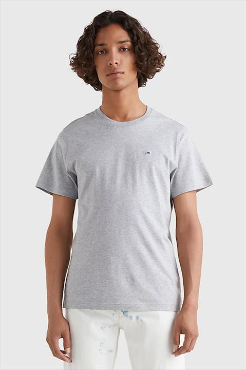 Tommy Jeans - Grijze geborduurd Mini Logo T-shirt