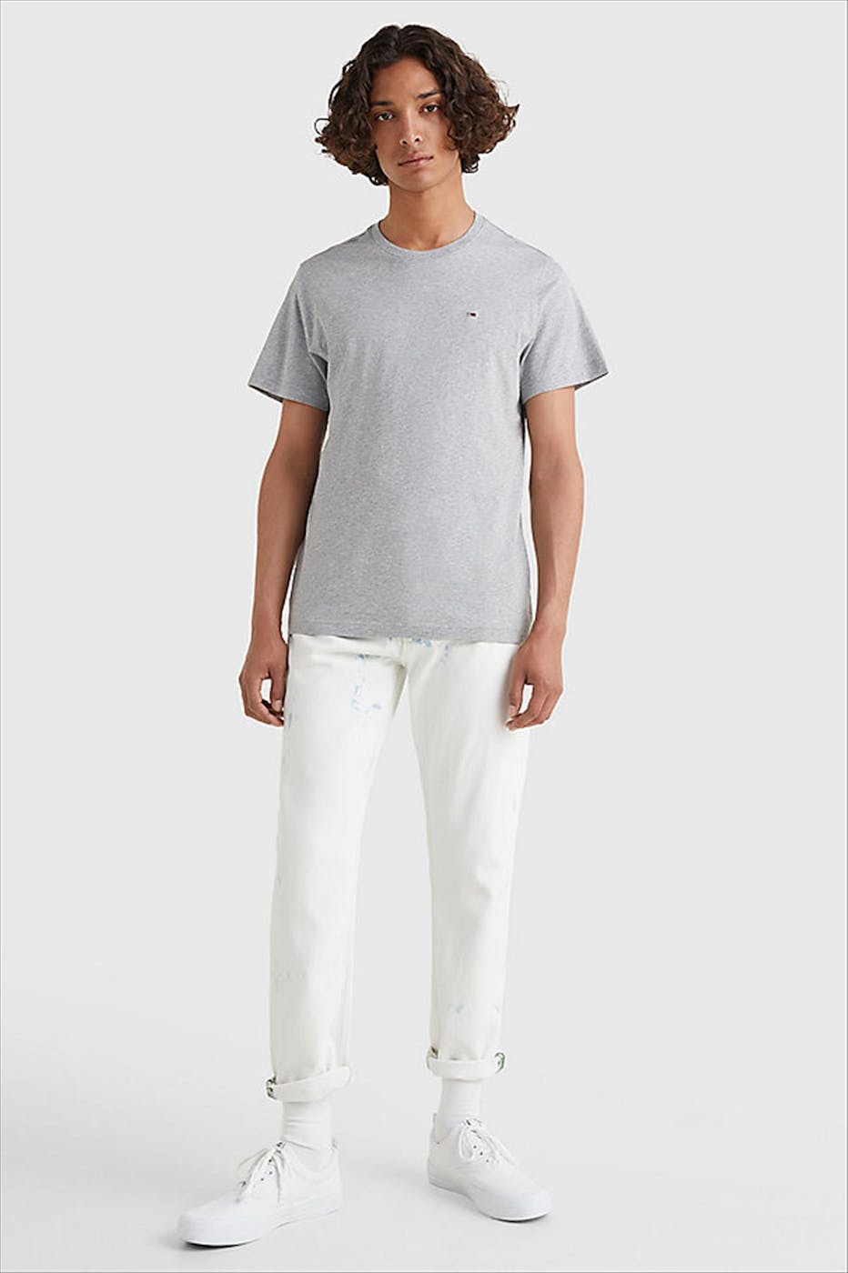 Tommy Jeans - Grijze geborduurd Mini Logo T-shirt