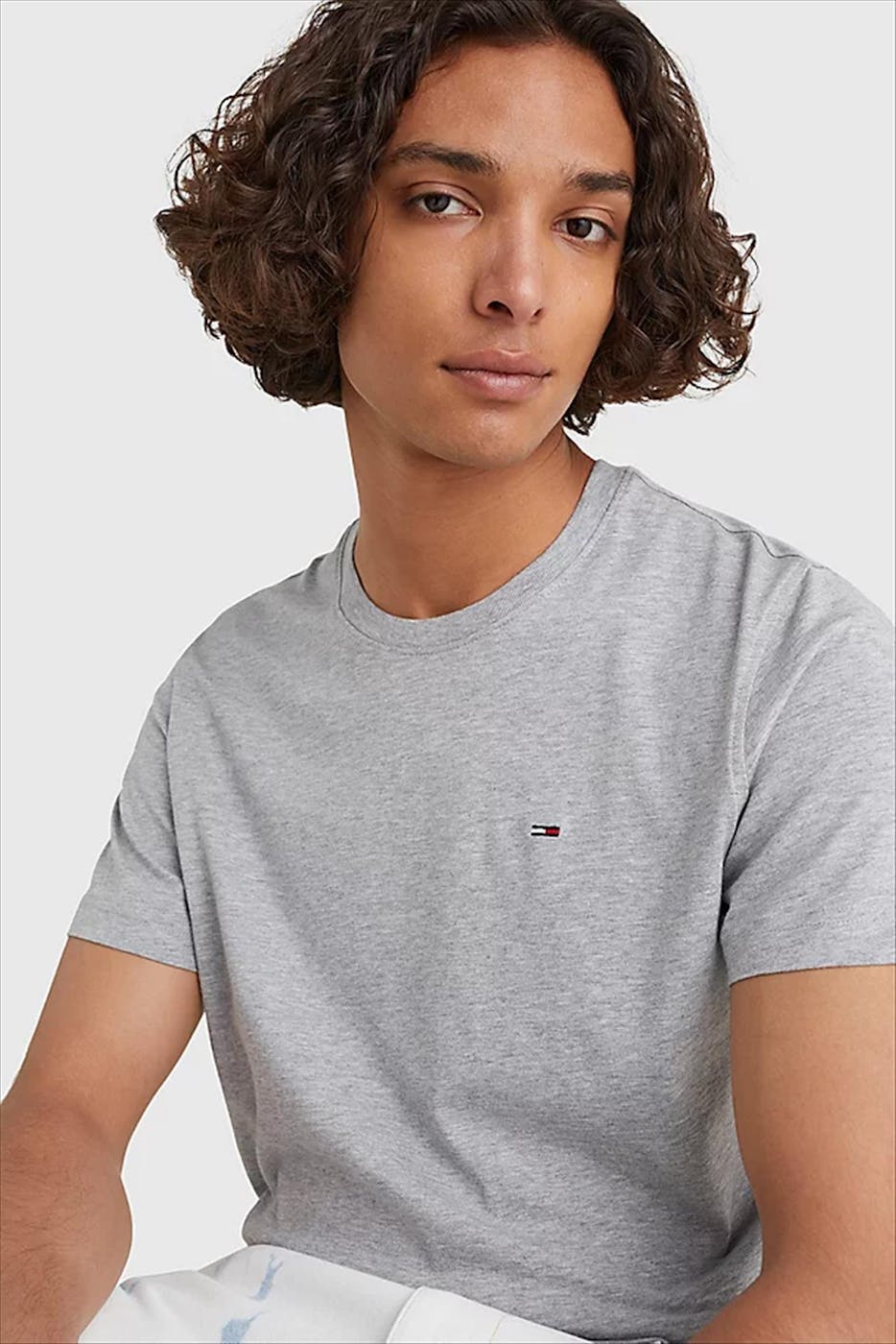 Tommy Jeans - Grijze geborduurd Mini Logo T-shirt