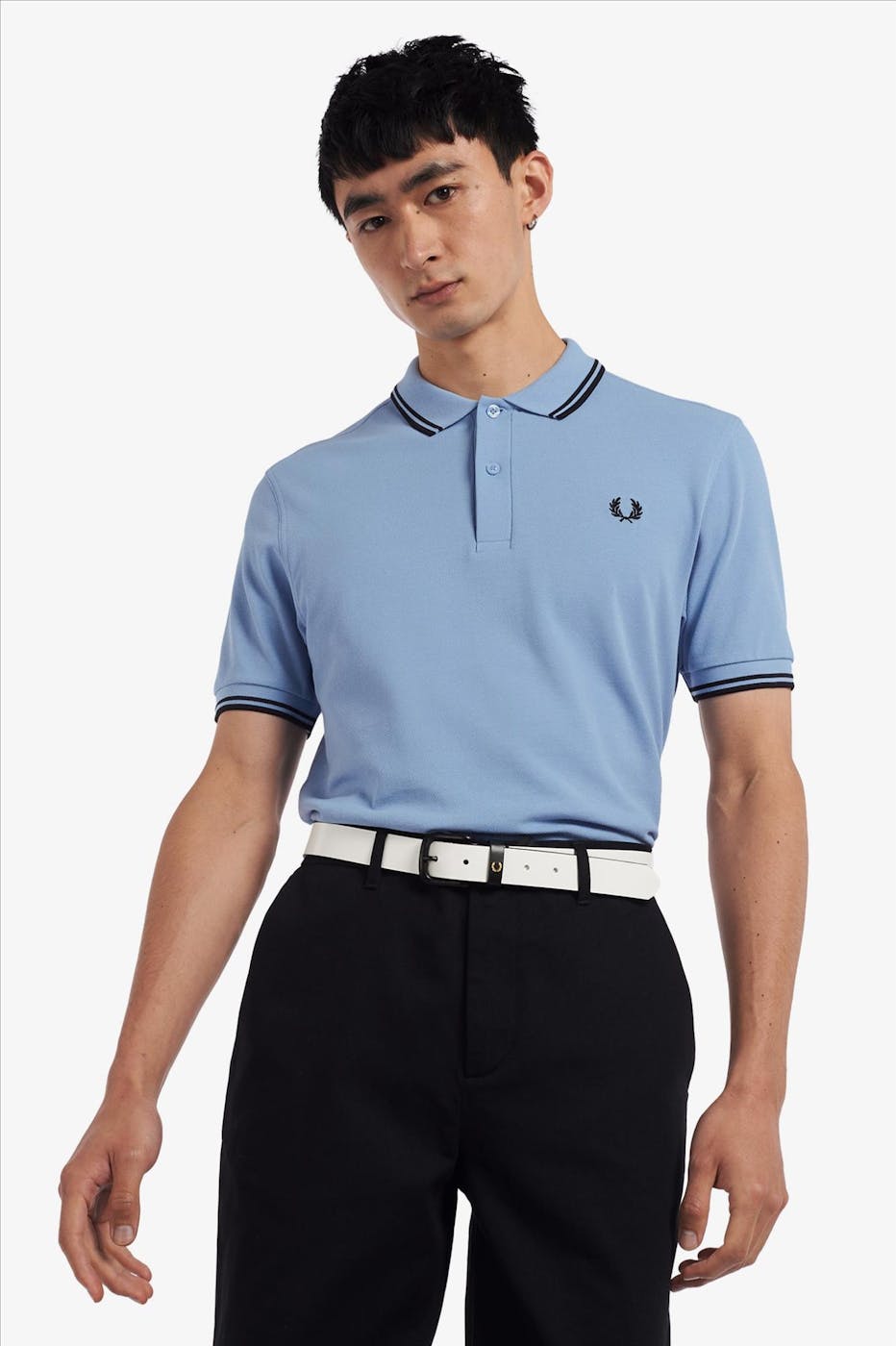 Fred Perry - Lichtblauwe Twin Tipped polo