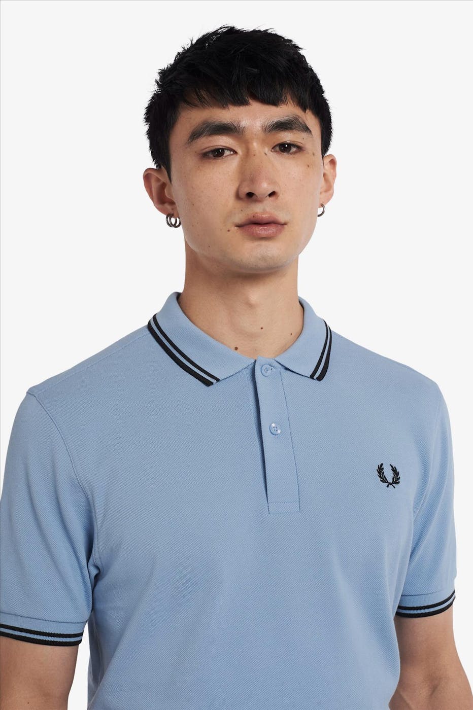 Fred Perry - Lichtblauwe Twin Tipped polo