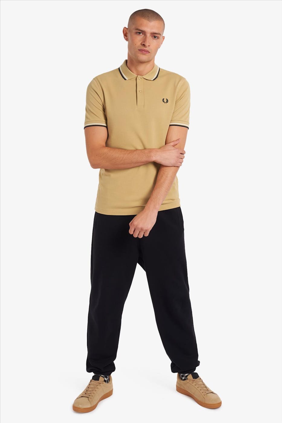 Fred Perry - Woestijnbruine Twin Tipped polo