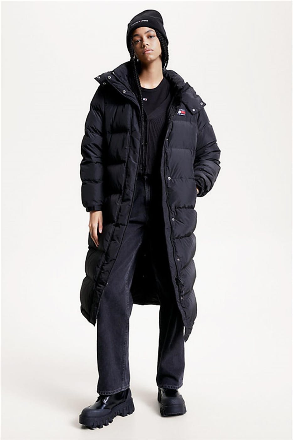 Tommy Jeans - Zwarte Alaska Long pufferjas