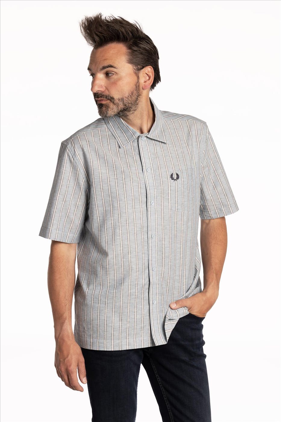 Fred Perry - Lichtblauw Fine Stripe hemd