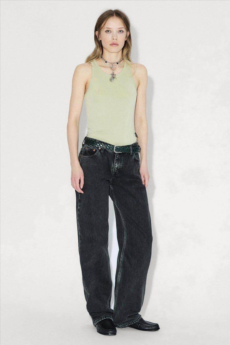 Dr. Denim - Donkergrijze Hill wide straight jeans