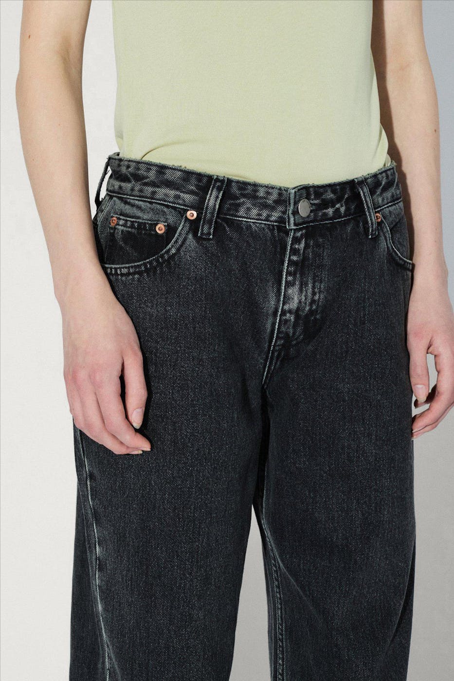 Dr. Denim - Donkergrijze Hill wide straight jeans