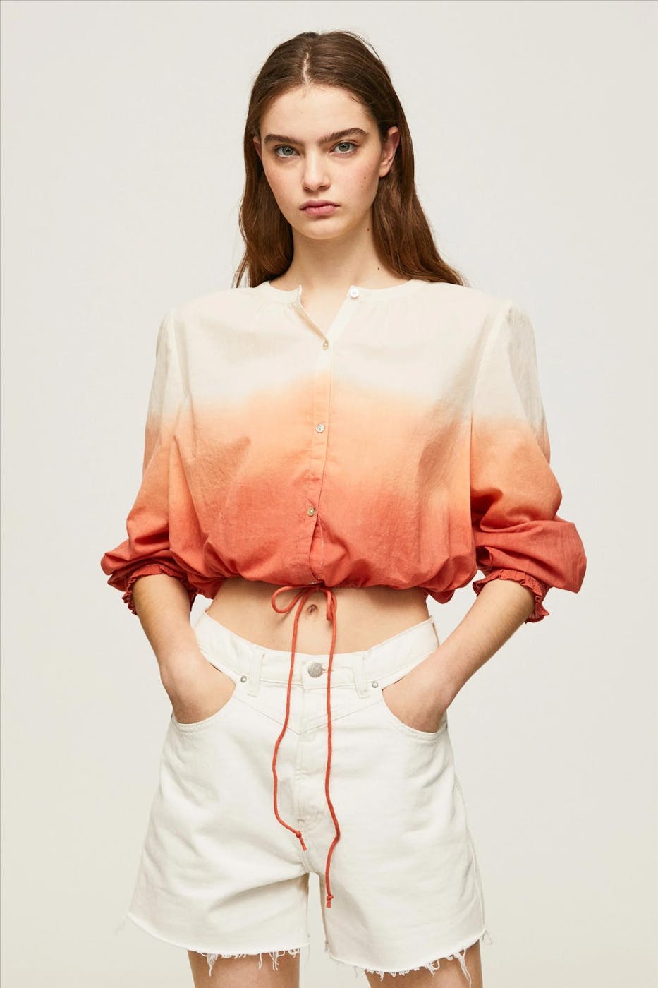 Pepe Jeans London - Ecru-oranje Block Faded blouse
