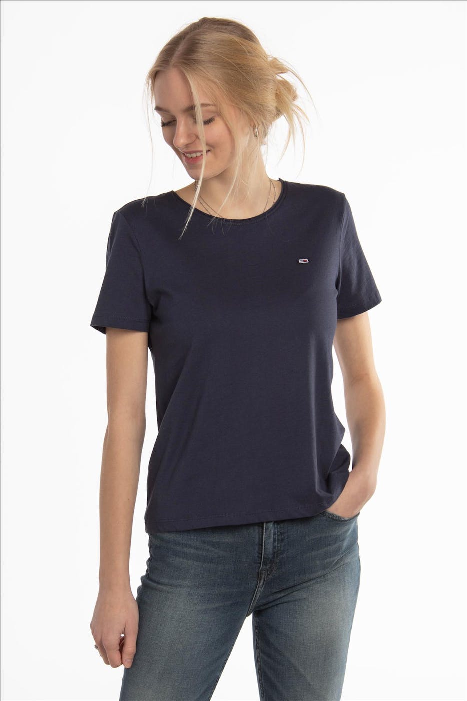 Tommy Jeans - Blauwe Slim Jersey T-shirt
