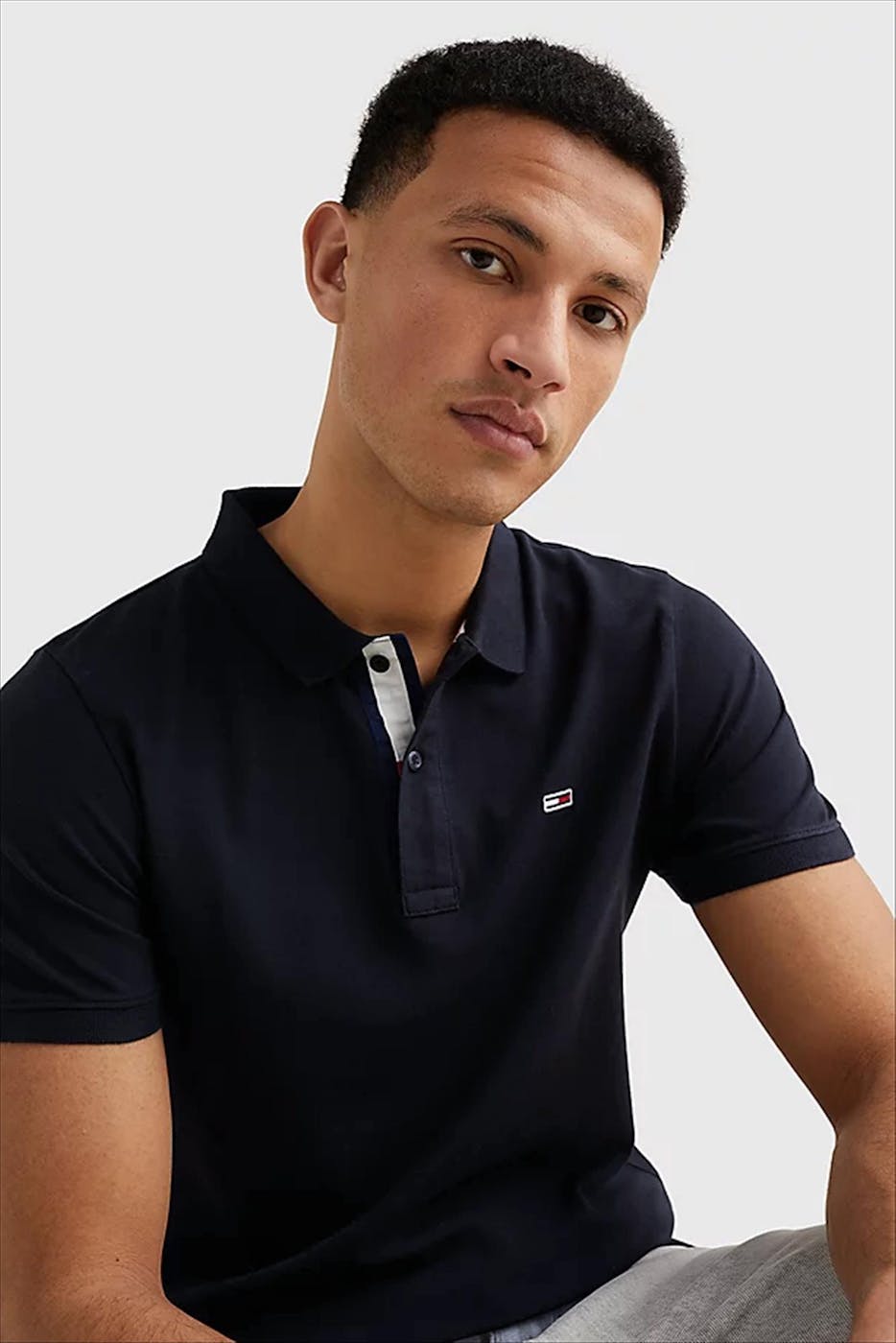 Tommy Jeans - Donkerblauwe Solid Strech polo