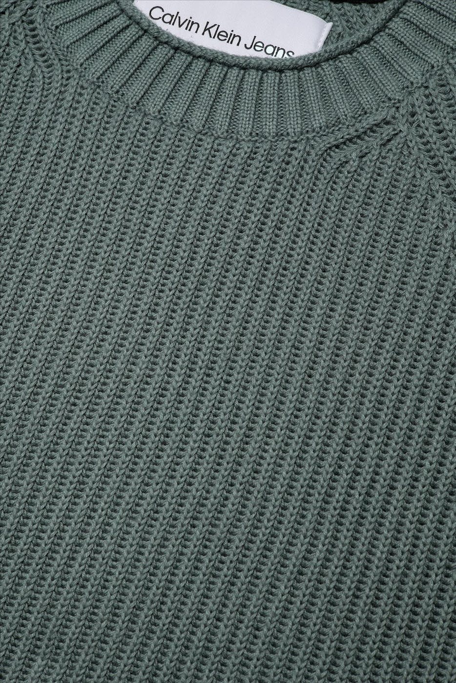 Calvin Klein Jeans - Grijsgroene Endless Ribbed trui