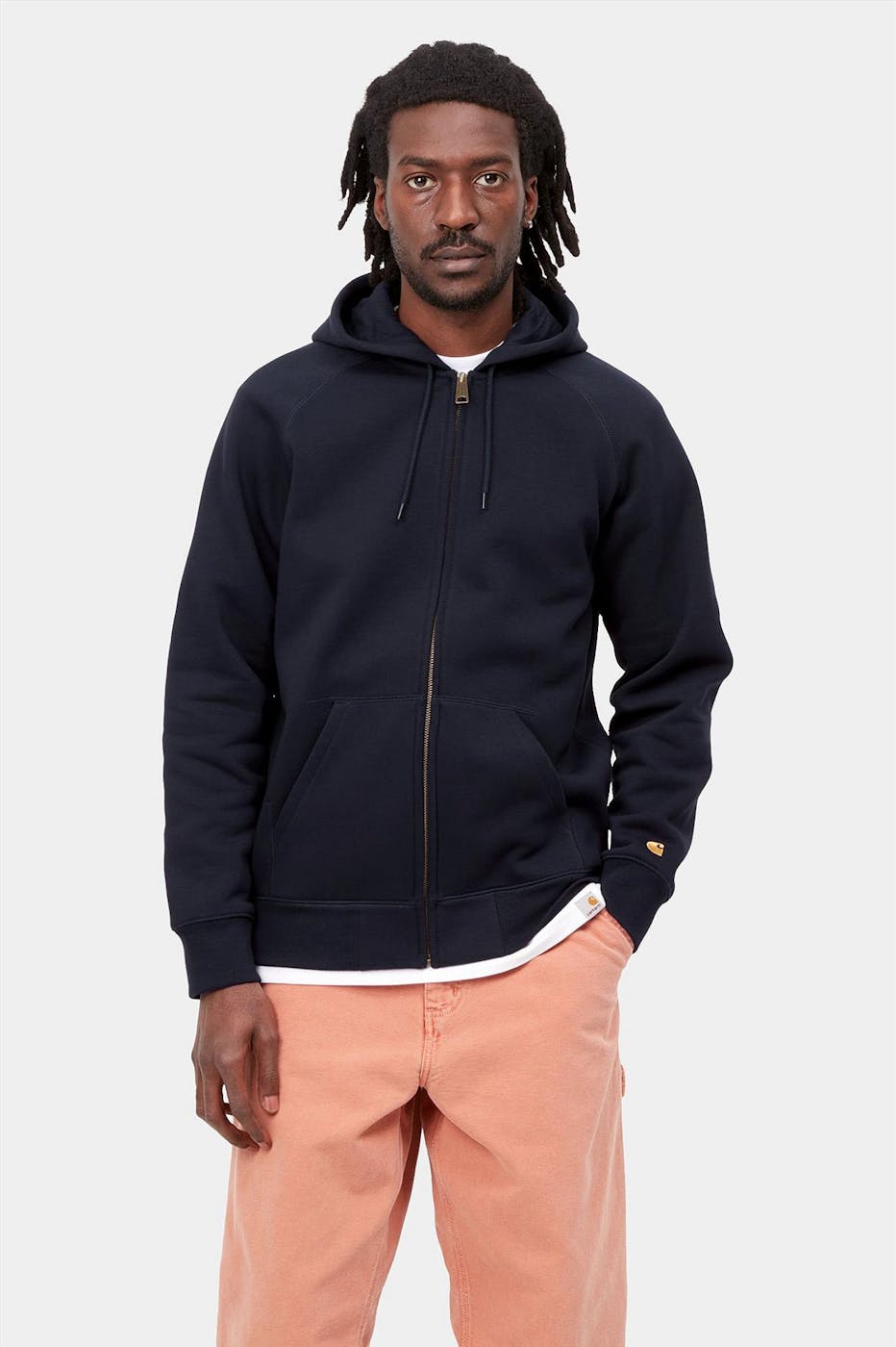 Carhartt WIP - Donkerblauwe Hooded Chase cardigan