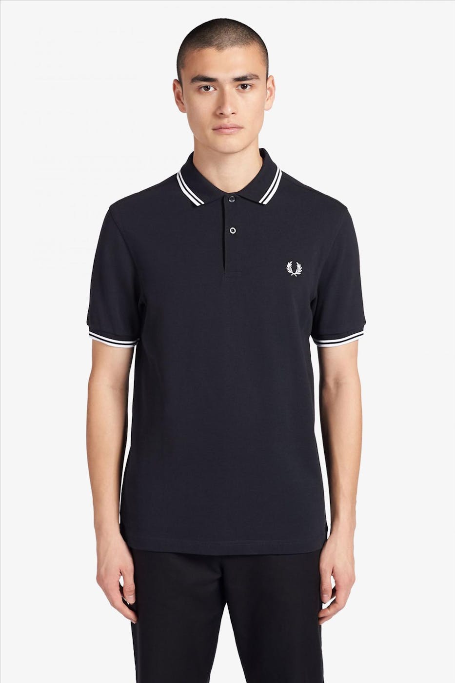 Fred Perry - Donkerblauwe Witte Streep Twin Tipped polo