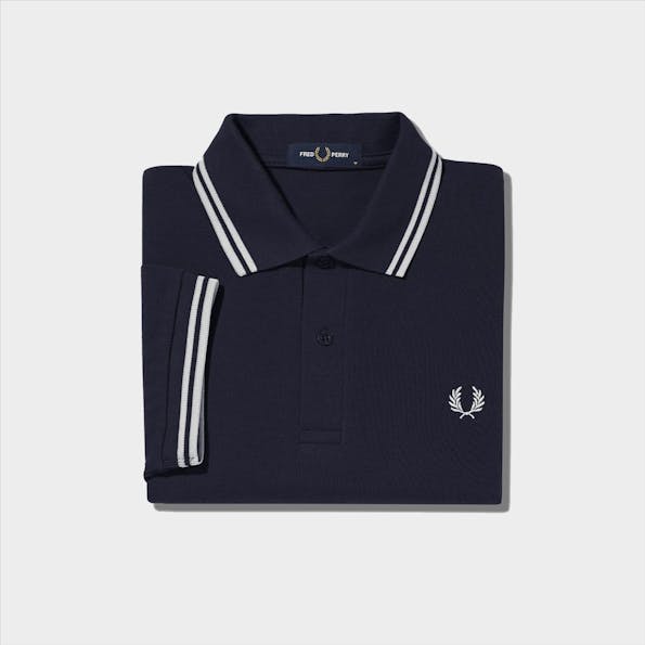 Fred Perry - Donkerblauwe Witte Streep Twin Tipped polo