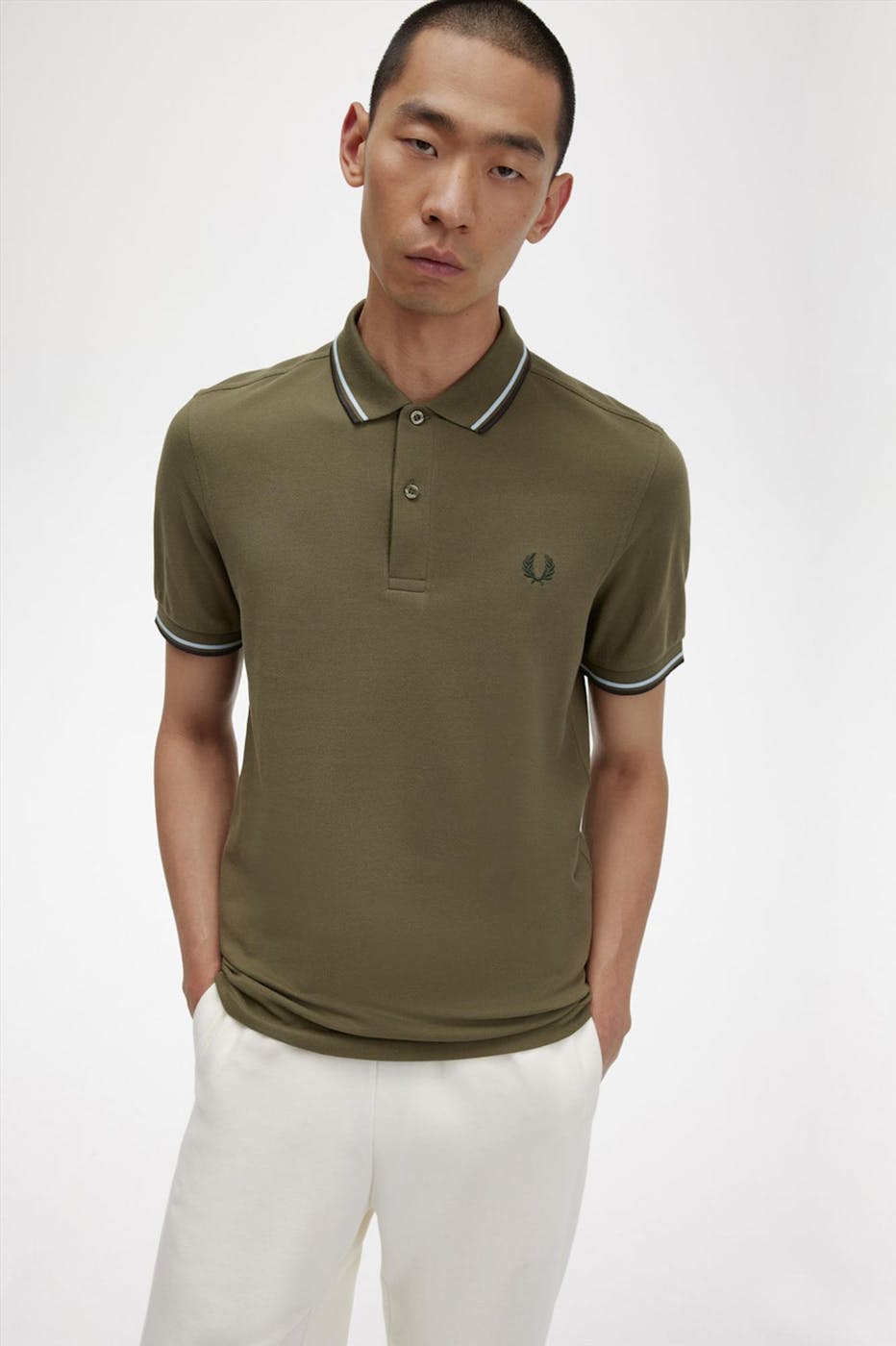 Fred Perry - Olijfgroene Twin Tipped polo