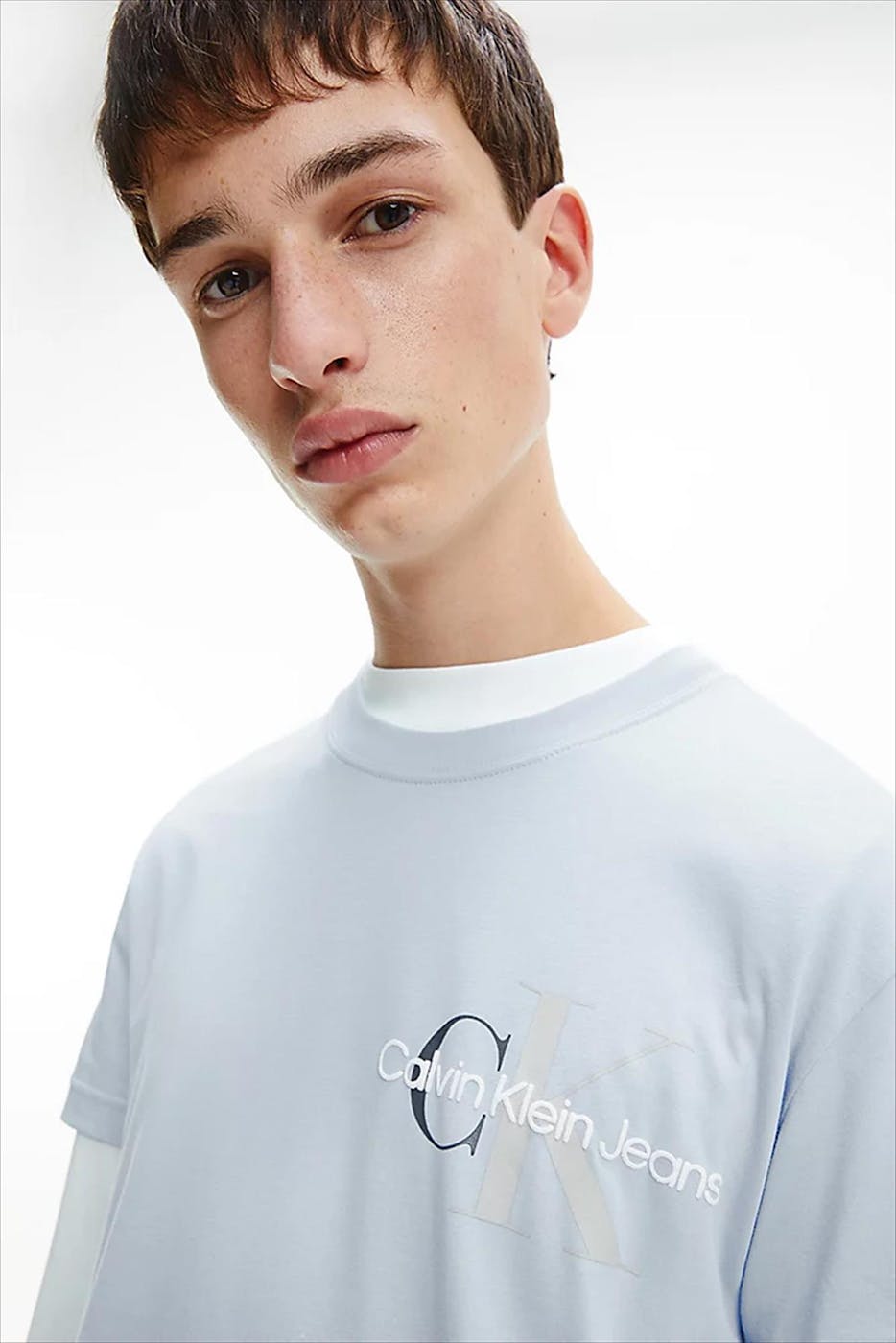 Calvin Klein Jeans - Lichtblauwe Two Tone Monogram T-shirt