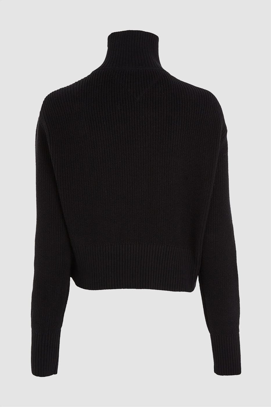 Tommy Jeans - Zwarte Half Zip Badge Rib trui