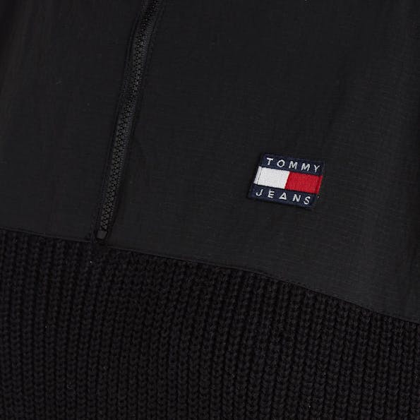 Tommy Jeans - Zwarte Half Zip Badge Rib trui
