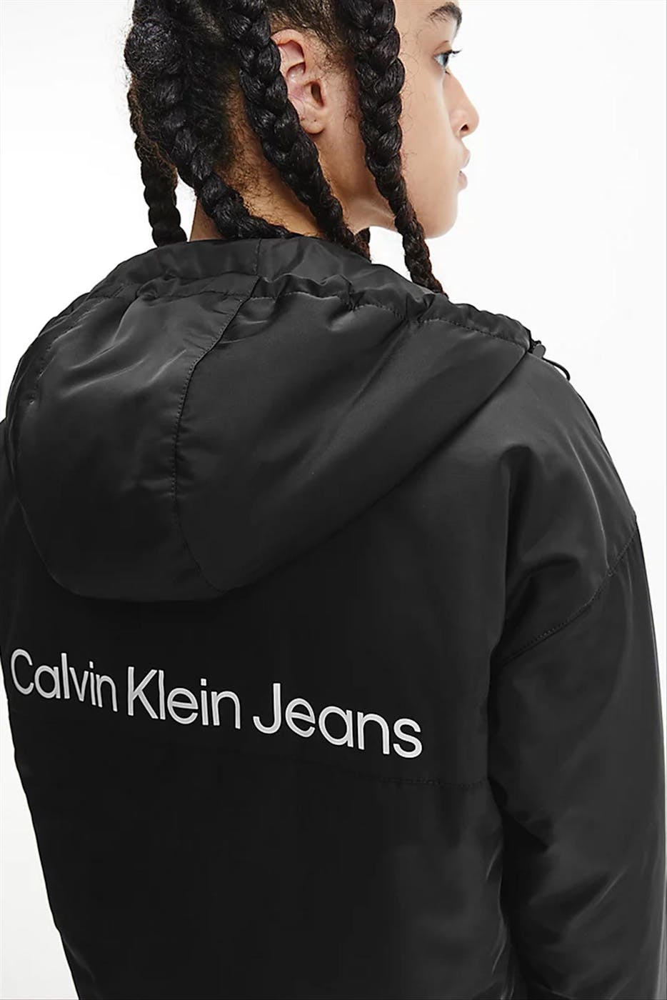 Calvin Klein Jeans - Zwarte Back Logo Windbreaker jacket