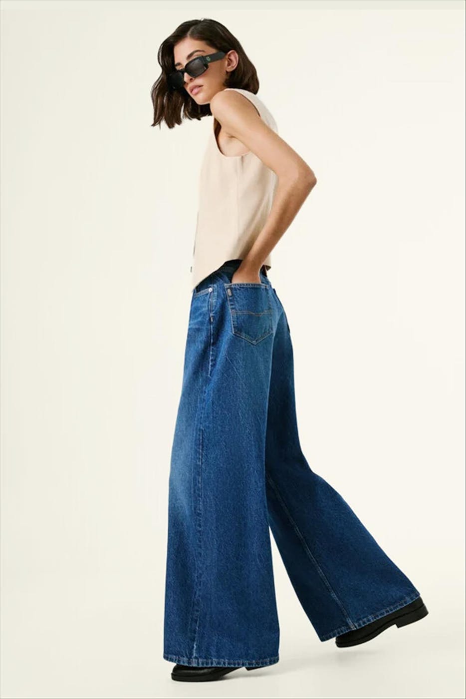 Pepe Jeans London - Donkerblauwe Jaimy Wide jeans