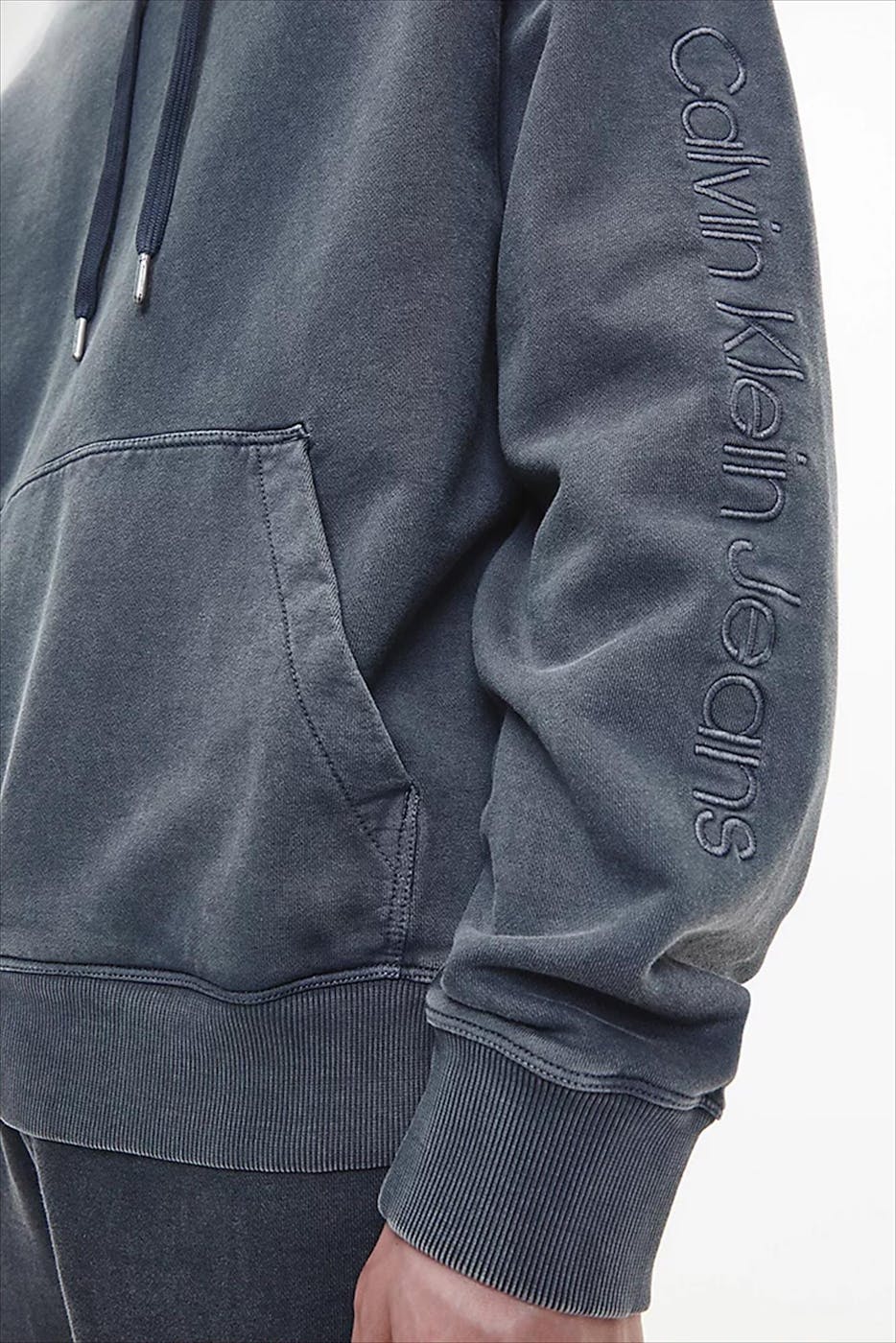 Calvin Klein Jeans - Grijze Gewassen Mouw Logo hoodie