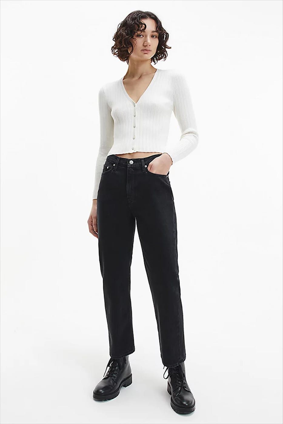 Calvin Klein Jeans - Beige 5-knoop cardigan