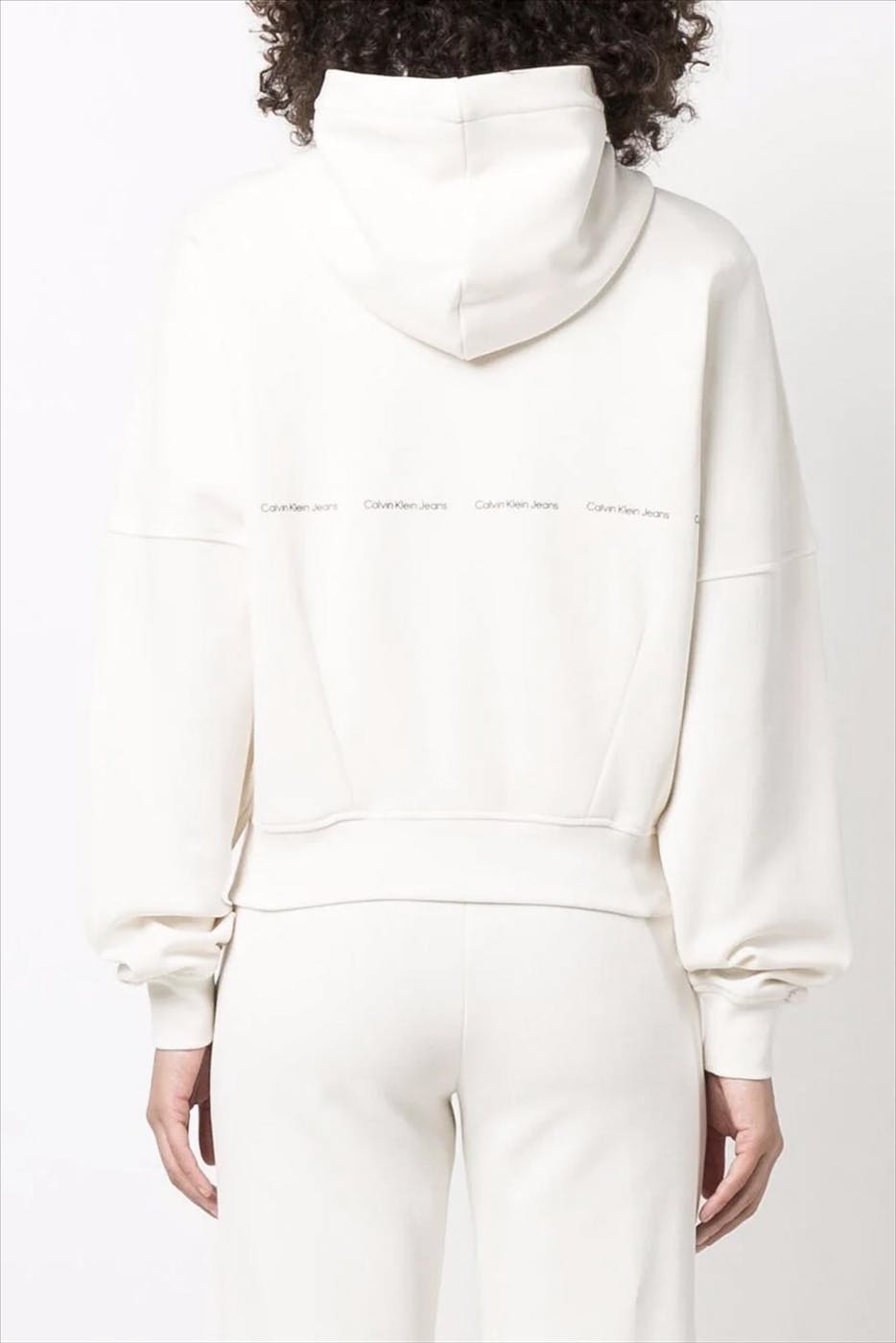 Calvin Klein Jeans - Ecru Repeat Logo Zip Through hoodie