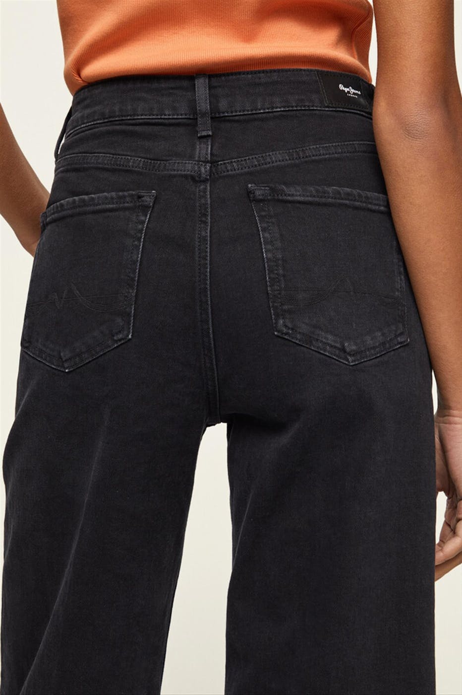 Pepe Jeans London - Zwarte Lexa High Rise wide jeans