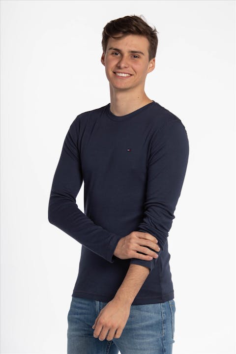 Tommy Jeans - Donkerblauwe Original T-shirt met lange mouw