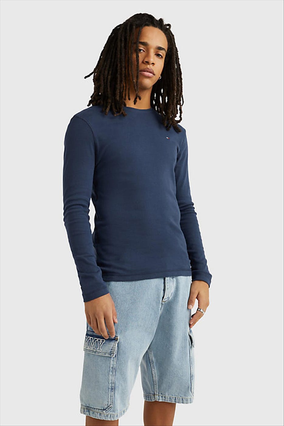 Tommy Jeans - Donkerblauwe Original T-shirt met lange mouw