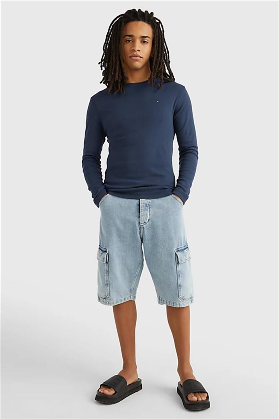 Tommy Jeans - Donkerblauwe Original T-shirt met lange mouw