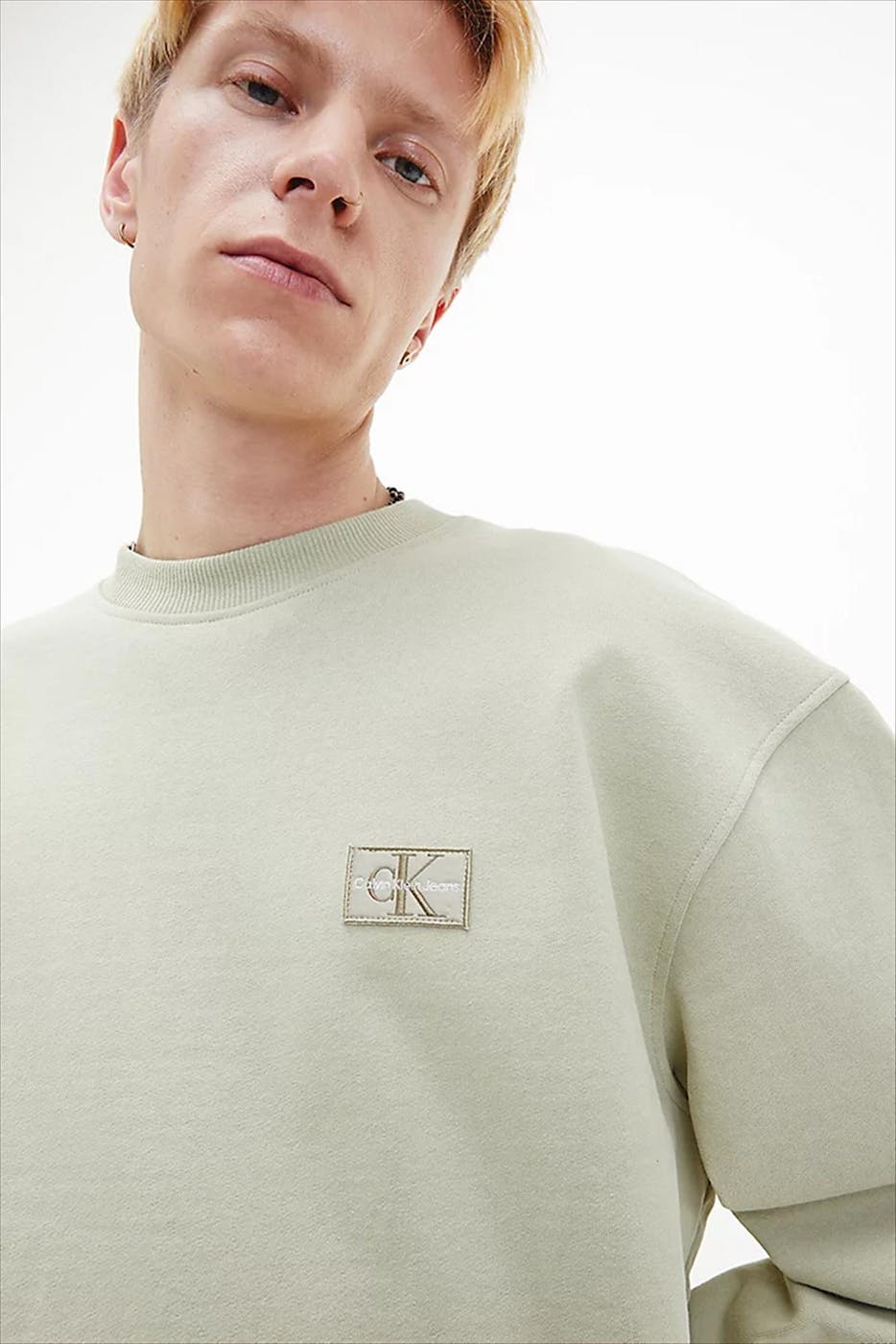 Calvin Klein Jeans - Lichtgroene Logo Patch sweater