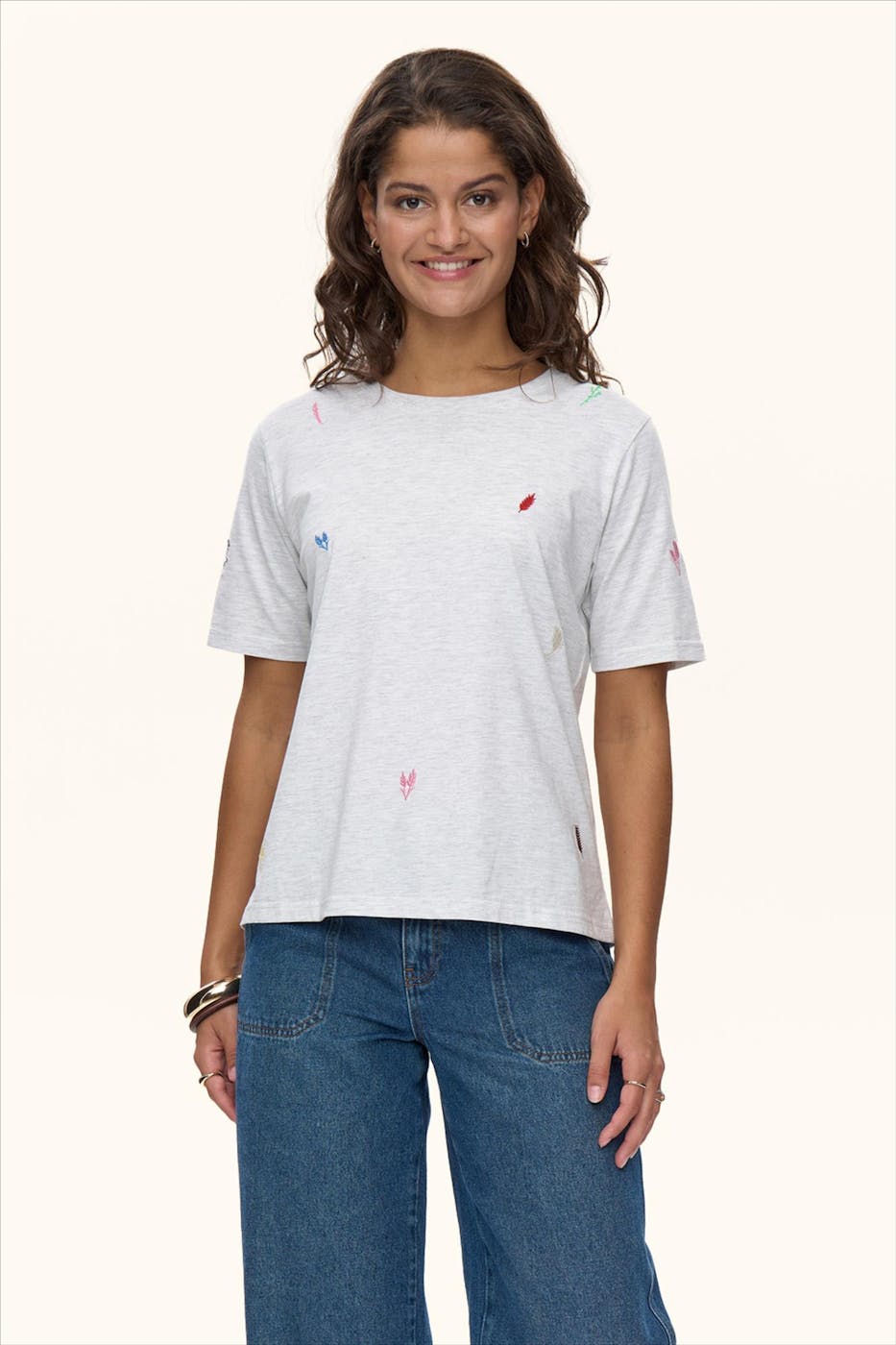 Nümph - Lichtgrijze Grain T-shirt