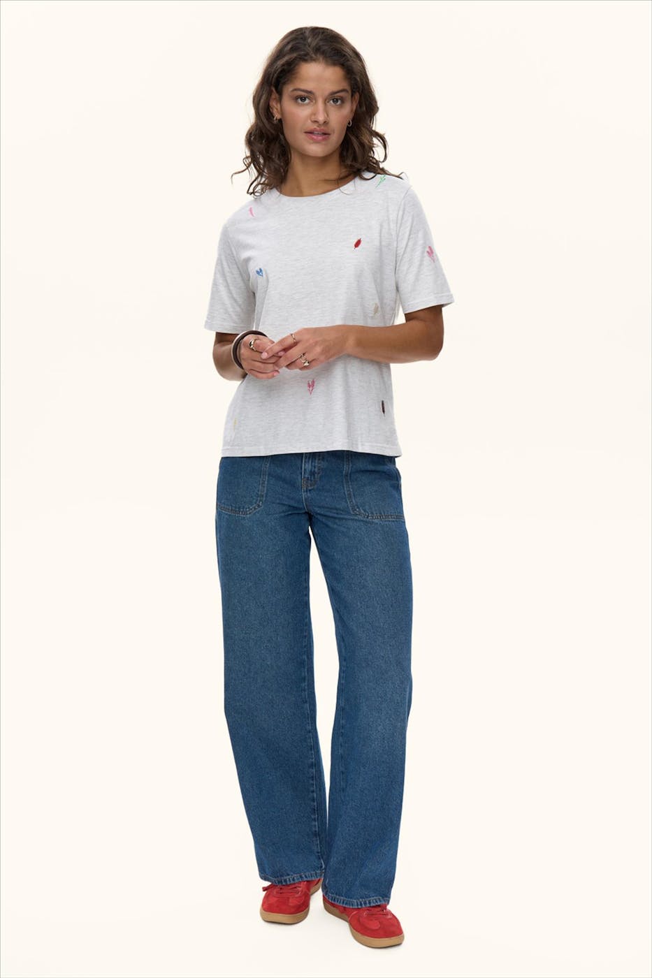 Nümph - Lichtgrijze Grain T-shirt