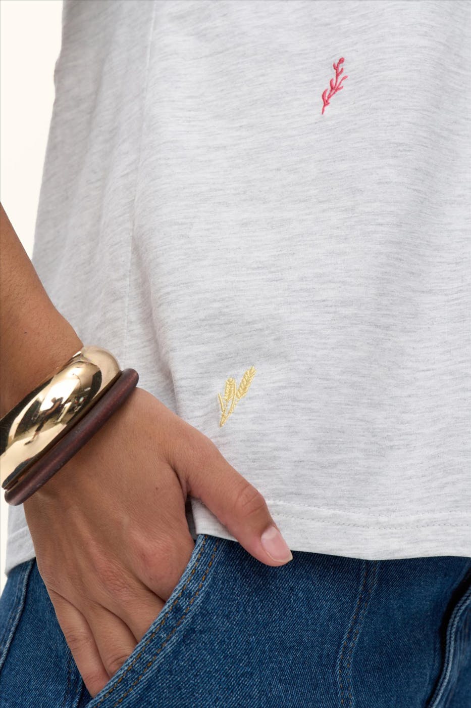 Nümph - Lichtgrijze Grain T-shirt
