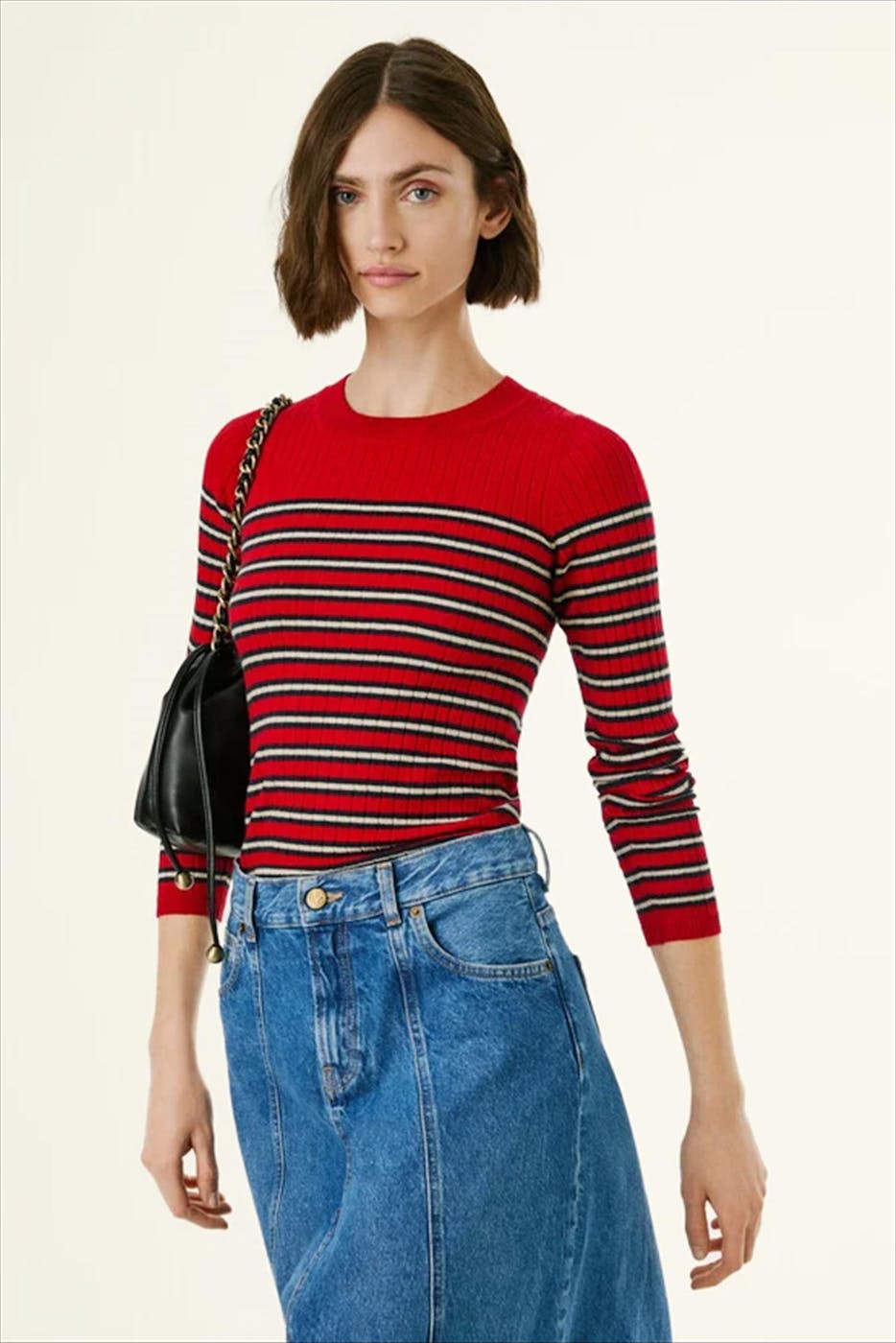 Pepe Jeans London - Rode Striped Ribbed trui