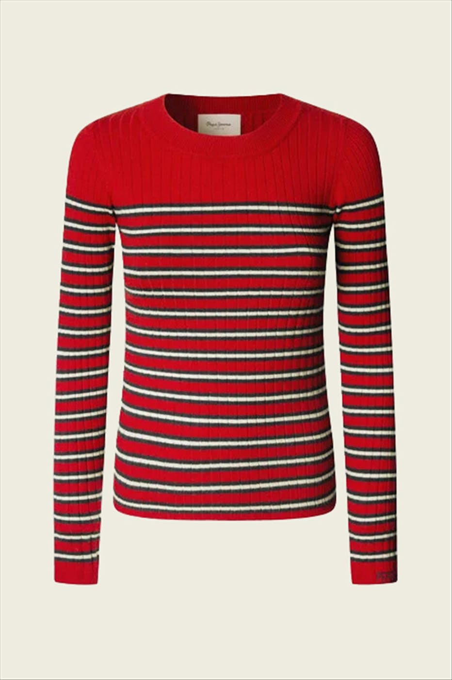 Pepe Jeans London - Rode Striped Ribbed trui