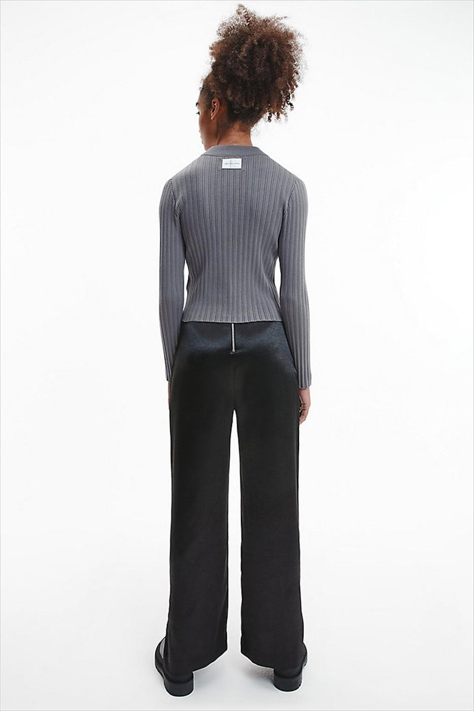 Calvin Klein Jeans - Grijze Cropped Slim Trui